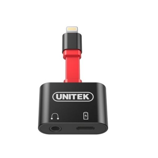 תמונה של מתאם Unitek M1103A Lightning Splitter 3.5mm Headphone & Charging 