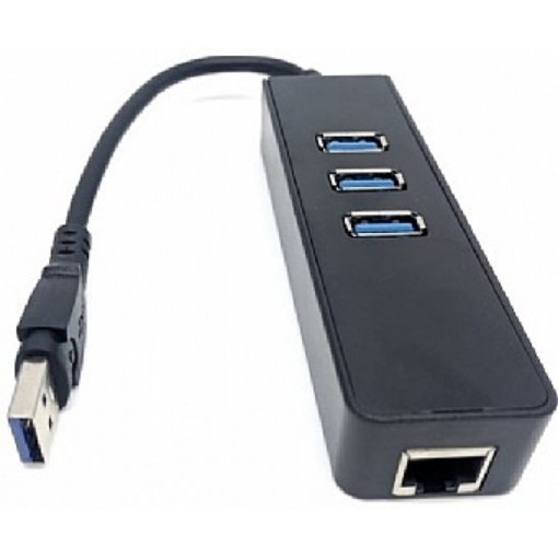 Изображение Адаптер сети Gold Touch Gigabit 10/100/1000Mbps SU-USB3-LAN-3HUB с подключением USB 3.0 к сетевому порту RJ45 с 3 портами USB 3.0 SU-USB-USB3-LAN-GIGA.
