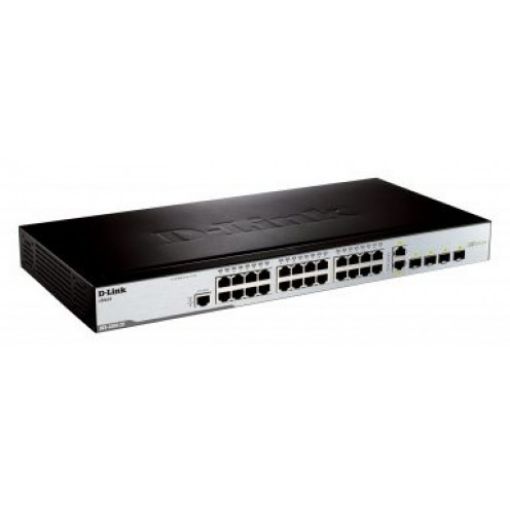 Изображение D-LINK Switch 24 Port 10/100 (24X PoE) + 2 x Giga ports + 2 Combo SFP/Giga ports, Full L2 Managed DES-3200-28P