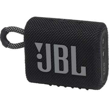 Picture of JBL Go 3 portable speaker in black color.