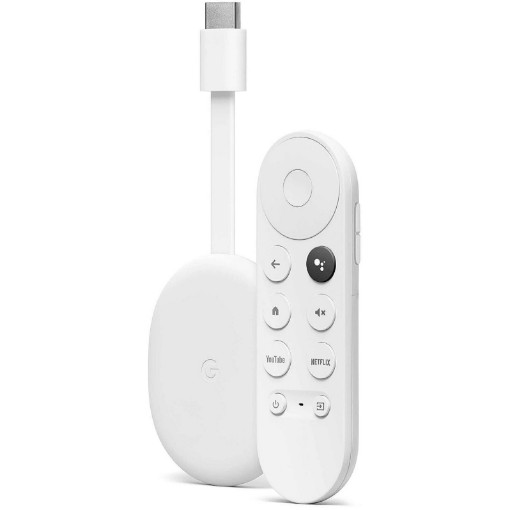 Изображение Стример Chromecast с Google TV (4K) Snow в белом цвете.