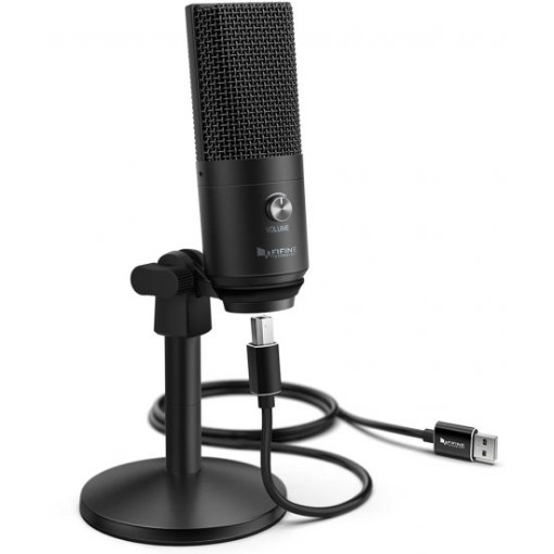Изображение Микрофон настольный с подставкой Fifine K670 USB Cardioid Condenser - черного цвета.
