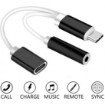 תמונה של מתאם לאוזניות USB 3.1 Type-C ל-3.5 מ''מ עם חיבור USB לטעינה Gold Touch בצבע לבן/שחור