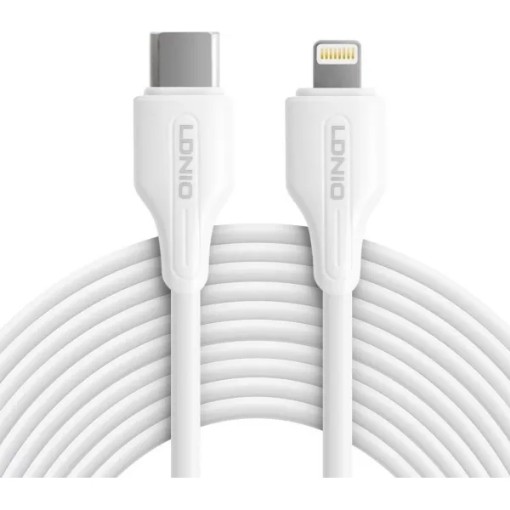 תמונה של כבל LDNIO USB-C ל-Lightning, 2 מטר, לבן