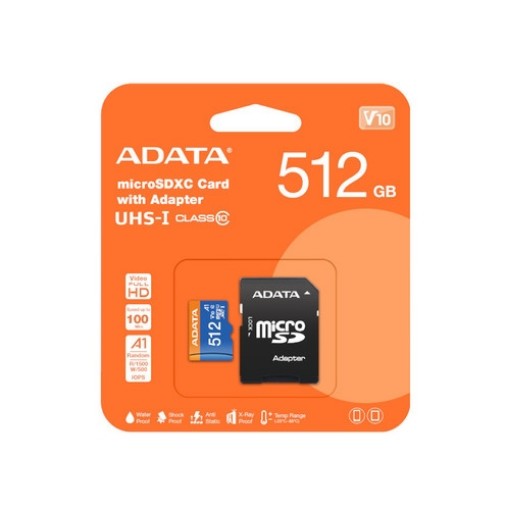 תמונה של כרטיס זיכרון ADATA Premier Pro mSDXC/SDHC 512Gb AUSDX512GUI3V30SA2-RA1
