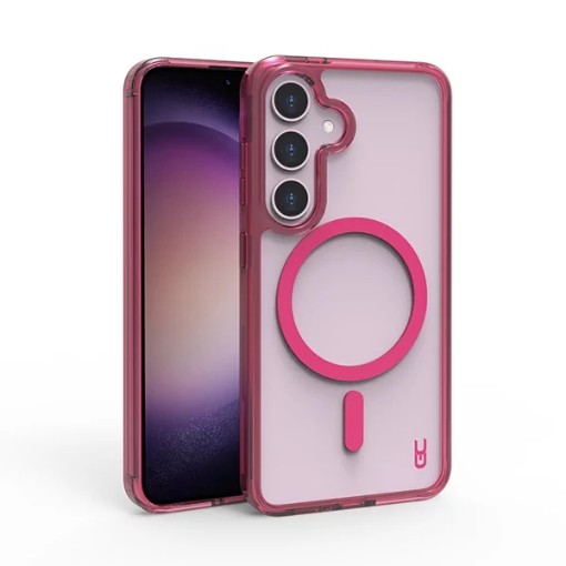 Изображение Защита для Galaxy S24 Plus розовая, очень прочная и тонкая, с удобным хватом Crystal MagSafe.